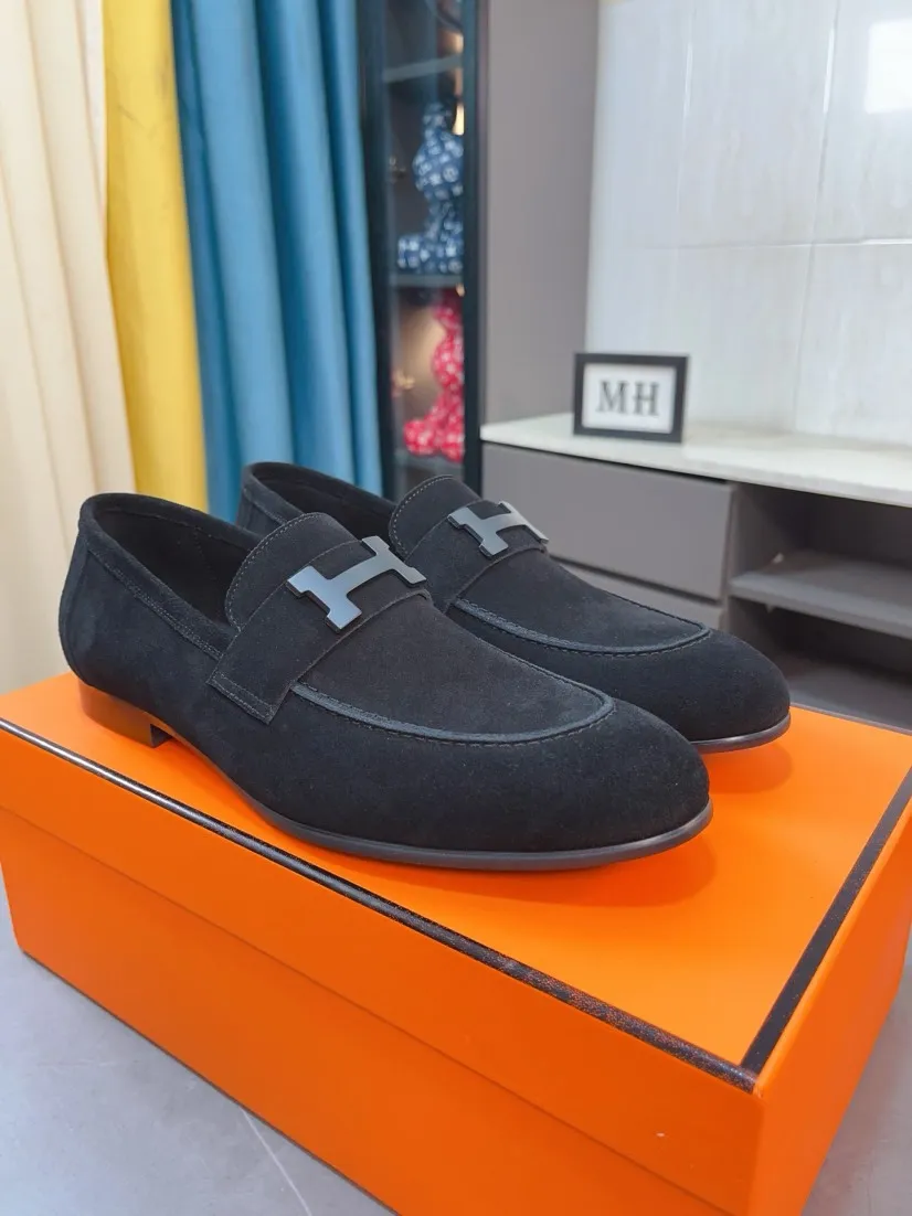Men's shoes 💰560🌹🌹Niuli "HERMES" Hermès business leather shoes, original factory configuration, original imported cowhide upper + luxury hardware logo + fully imported original customized cowhide lining, sole: rubber wear-resistant outsole, difficult craftsmanship, original factory follow-up goods, 🔍🔍high quality code number: 38-44 45 can be customized